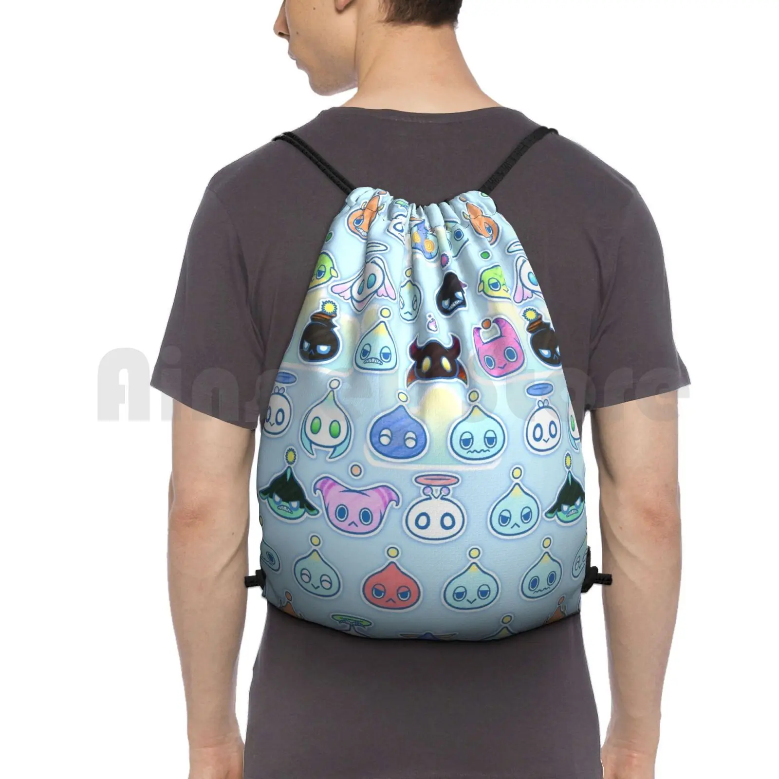 Chao Faces Backpack Drawstring Bags Gym Bag Waterproof Chao Gaming Cute Chao Garden Video Games Pastel Adventure Gamer