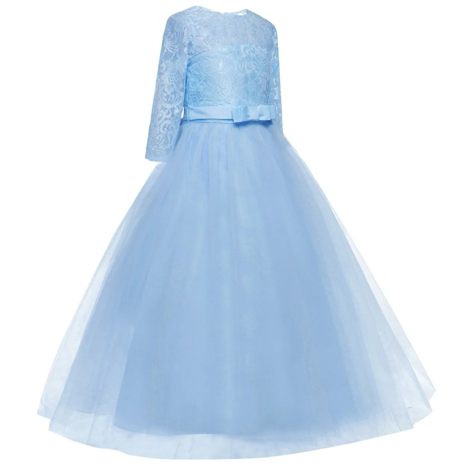 5-14Y Teenage Princess Dress For Girls Summer Party Elegant Long Tulle Baby Girls Kids Lace Ceremony Dresses Children\'s Clothing