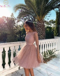 Pink Short Cocktail Dresses 2023 Womem Fashion Sequined Formal Party Prom Gowns Sexy Backless robes de longueurs genoux vestidos