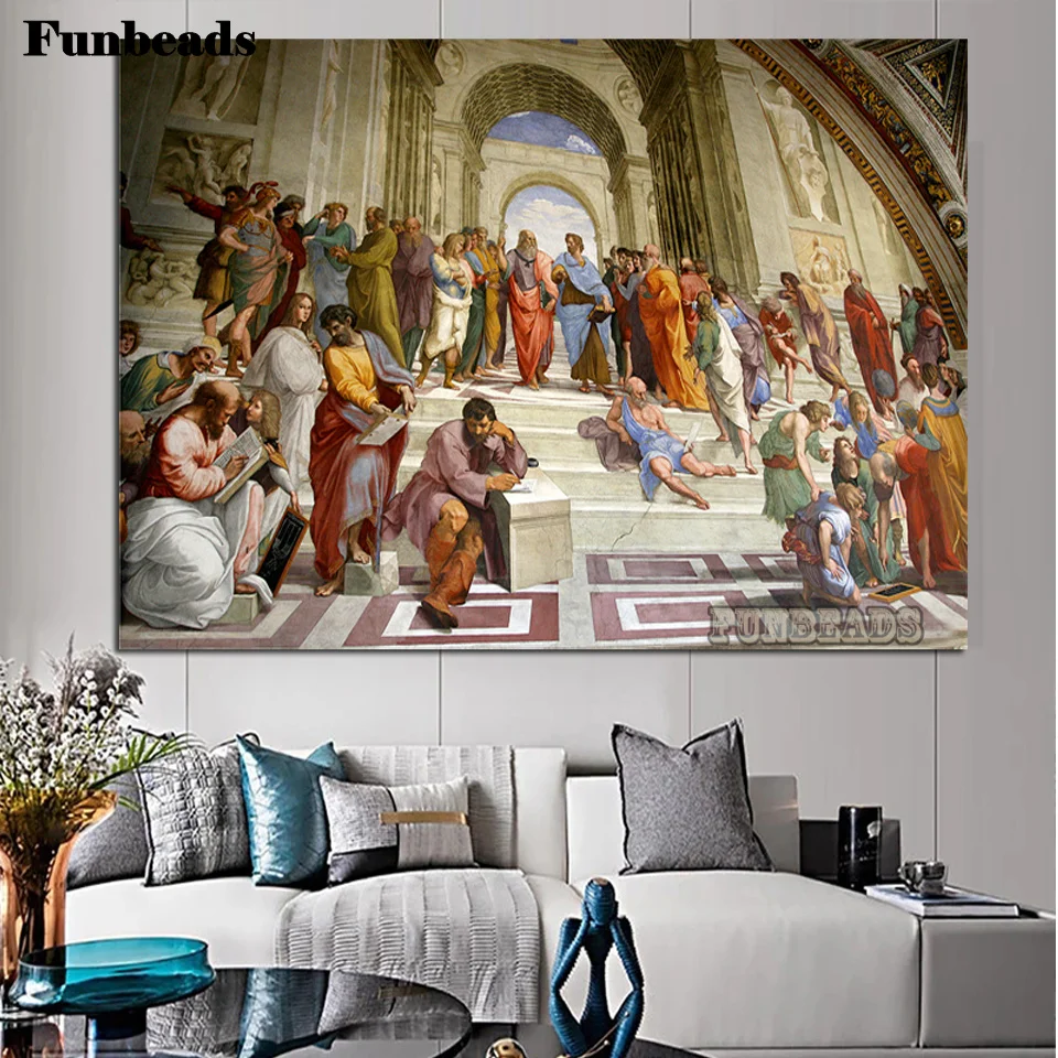 

School of Athens by Raphael Sanzio in the Vatican Museum 5d Diamond Painting Diamond Embroidery Cross Stitch Kits Decor FF6555