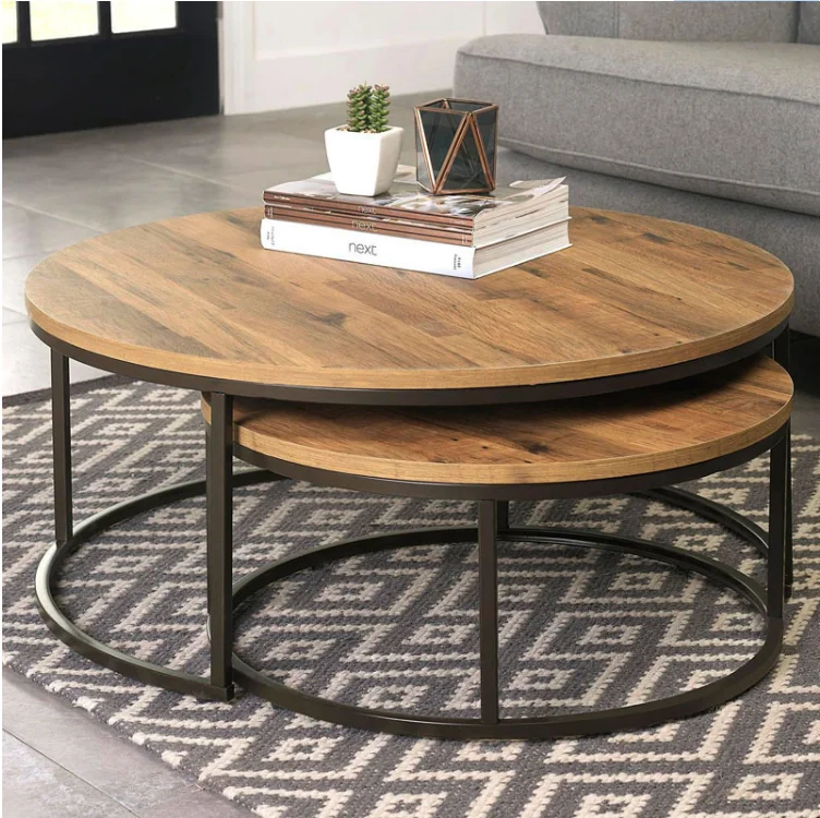 Industrial style tieyi small wooden simple tea table office living room double deck creative simple tea table