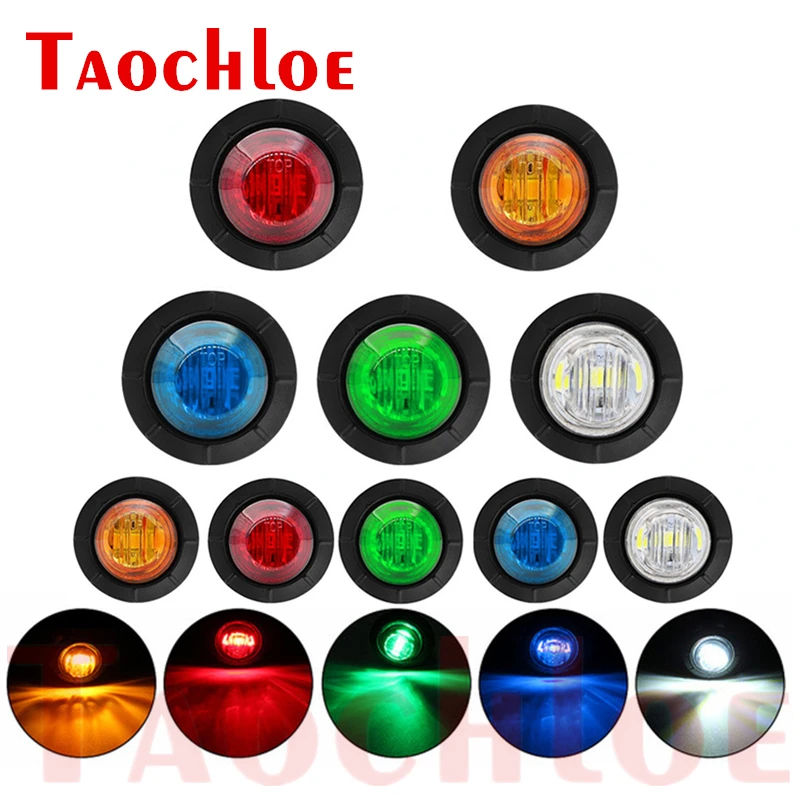 10Pcs Trailer Side Marker Lights 12V 24V Truck Clearance Lights DRL LED Daytime Running Light Red White Amber Blue Green