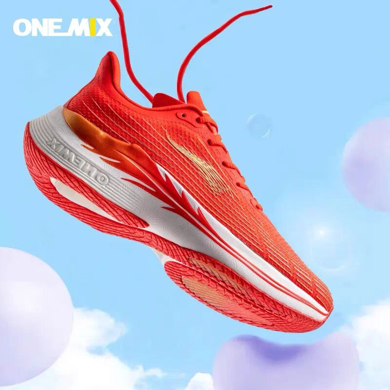 

Onemix Fashion Women Running Shoes Light Marathon Breathable Sport Sneakers Lace Up Mesh Athletic Shoes soft Carbon Fibre Plate