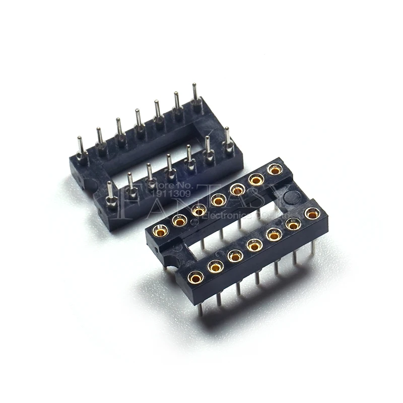 10pcs DIP-14 Round Hole 14 Pins 2.54MM DIP DIP14 IC Sockets 14 PIN 2.54 Adaptor Solder Type IC Connector