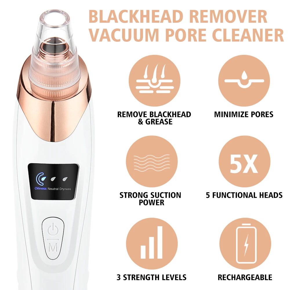 Blackhead Remover Vacuum Pore Cleaner Facial Cleaning Black Dots Suction Exfoliating Beauty Acne Pimple Remover Tool Skin Care