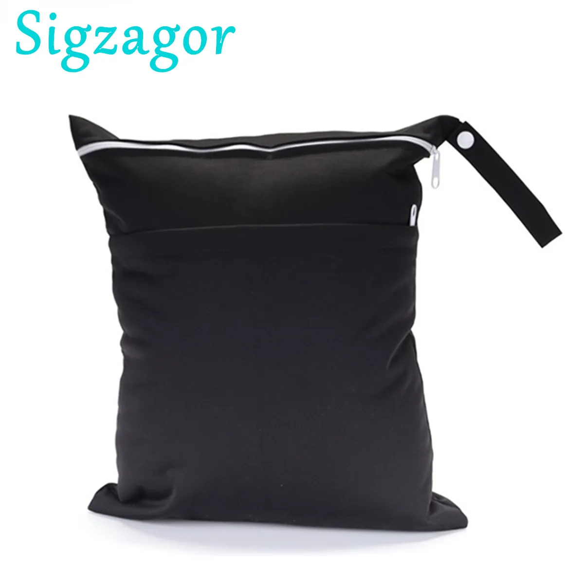 Sigzagor-كيس حفاضات رطب وجاف ، قابل لإعادة الاستخدام وقابل للغسل ، مع سحابين ، لون عادي ، مجموعة واحدة