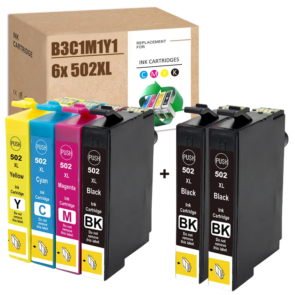 HS 502XL Ink Cartridge Compatible for Epson T502XL 502 Ink for WF-2860DWF Printer Ink,WF-2865DWF Printer Ink,XP-5100,XP-5105