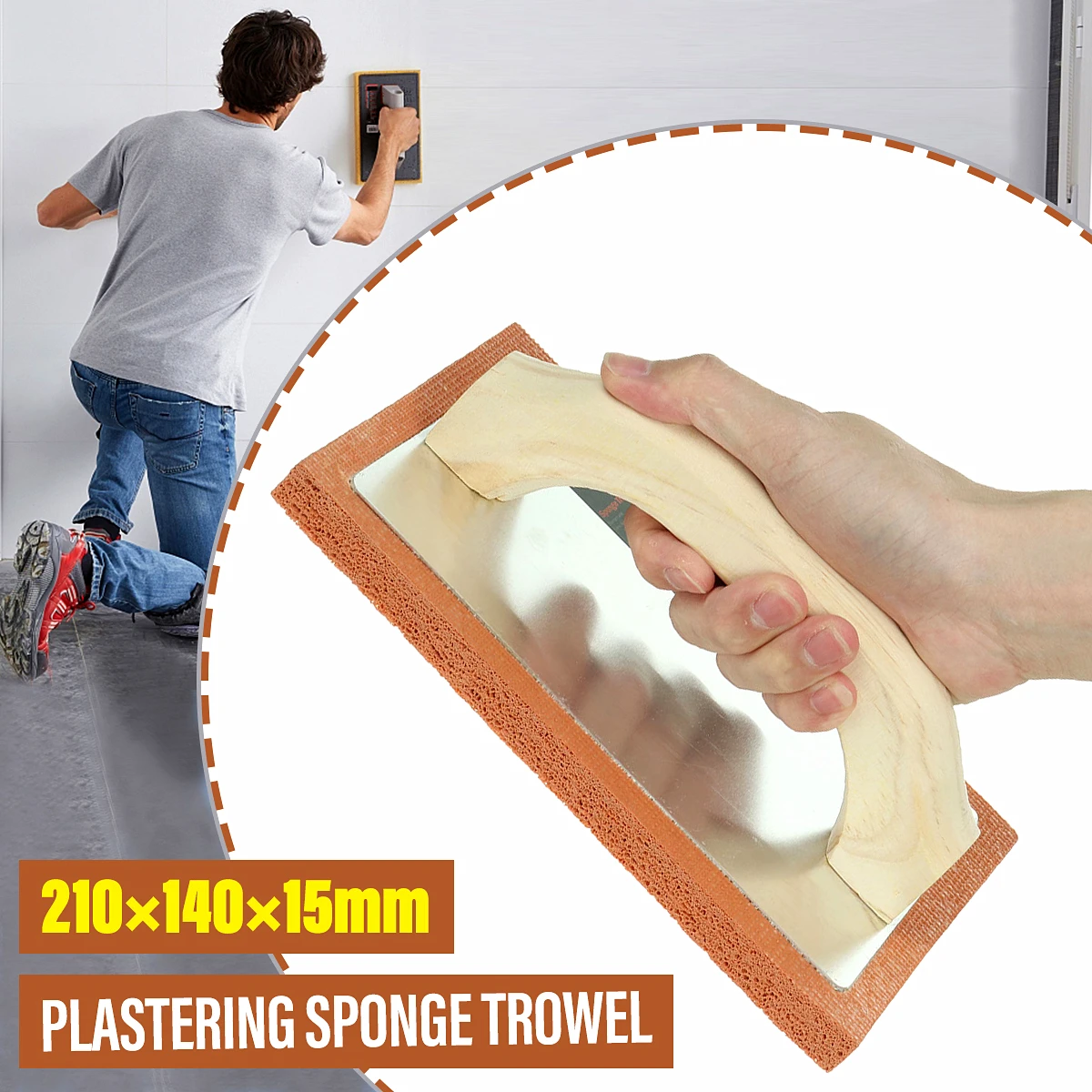 210*140*15mm PRO Plastering Sponge Float Trowel Plasterers Foam Grey Rubber