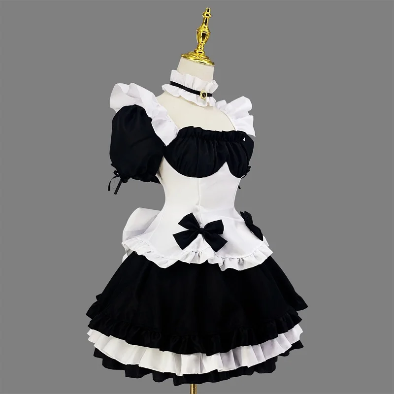 Nero bianco cioccolato cameriera costumi francese Bowknot cameriera gonna ragazze donna Amine Costume Cosplay cameriera costumi del partito S-5XL