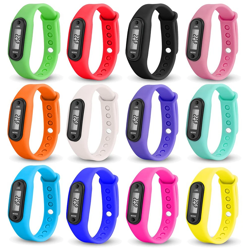 Fitness Pedometer Silica Gel Bracelets Run Step Watch Bracelets Counter Digital LCD Walking Distance Wrap Cuff Smart Watch