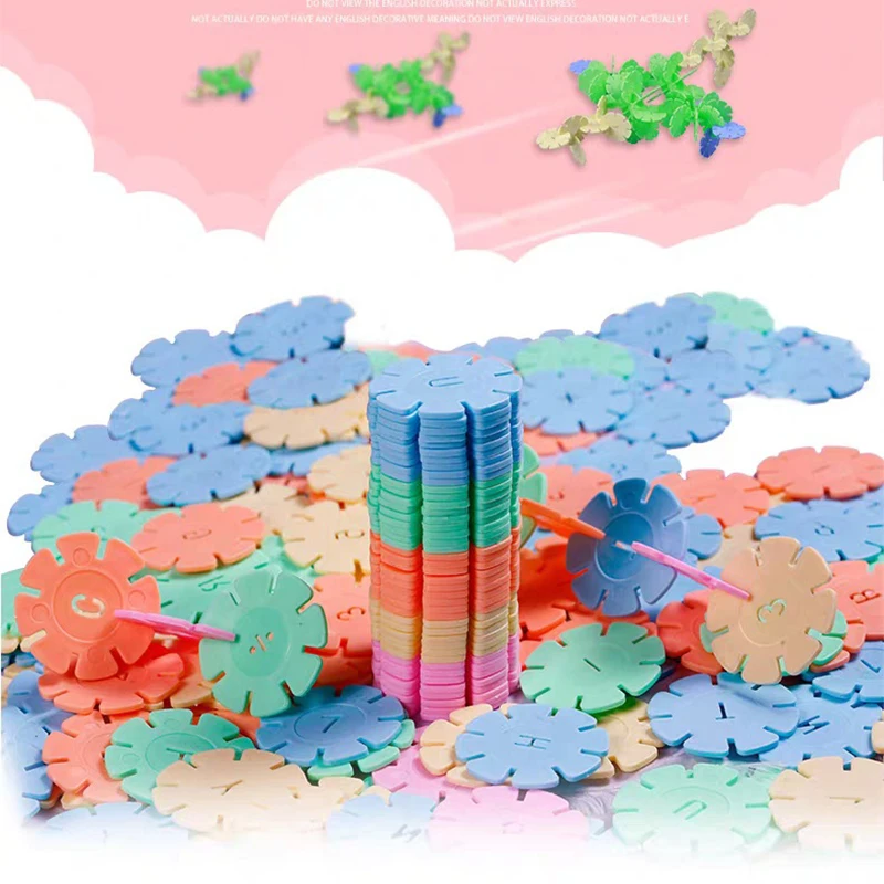 Early Education Children Puzzle Toy Kindergarten Plastic Snowflake Interconnecting Blocks Building And Construction Toys As Gift