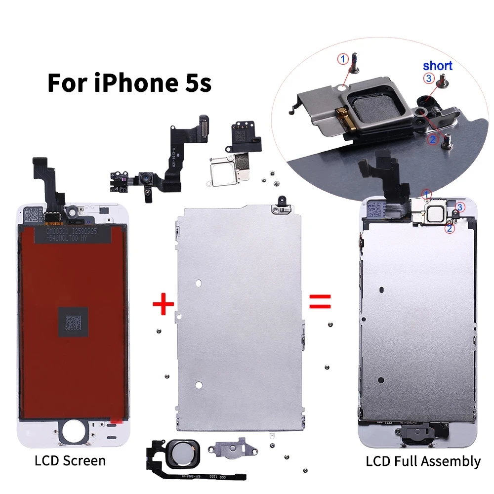 AAA+++ Full Set LCD Display Replacement For iPhone 6 6S 5S 5C SE 7 Plus 8 Plus SE2 Complete Screen with Camera and Home Button