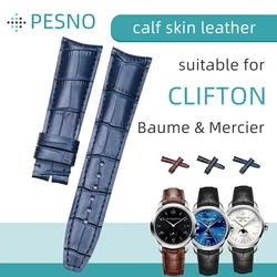 Pesno Alligator Grain Calf Skin Genuine Leather Wristwatch Band Watch 20mm Watchband 21mm Strap Men for Baume&Mercie CLIFTON