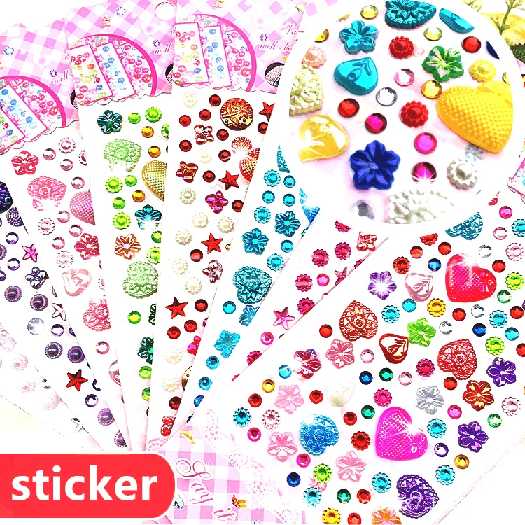 NEW 3D Heart Shape Sticker Crystal Diamond Acrylic Beads Scrapbooking Memo Decor Kids Gifts Toys DIY Art Craft for kids Girls