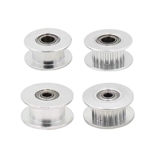 5Pcs Aluminum GT2 6mm Width 20 Tooth Teeth/Smooth 2GT Timing Idler Pulley Pully Double Bearing For 3D Printer Bore=3mm/4mm/5mm