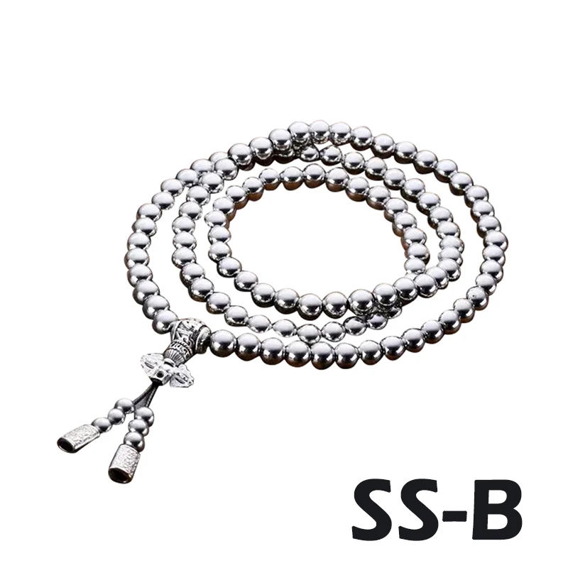 1pcs Outdoor 108 Buddha Beads Self Defense Hand Bracelet Necklace Chain Full Steel Chain Personal Protection Multi Security