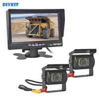 DIYKIT 7 inch HD TFT LCD Car Monitor Reverse Rear View Monitor Screen 2 x IR CCD Rear View Car Camera Remote Control