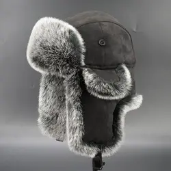 Winter Bomber Hat for Men Faux Fur Russian Hat Ushanka Thick Warm Cap with Ear Flaps