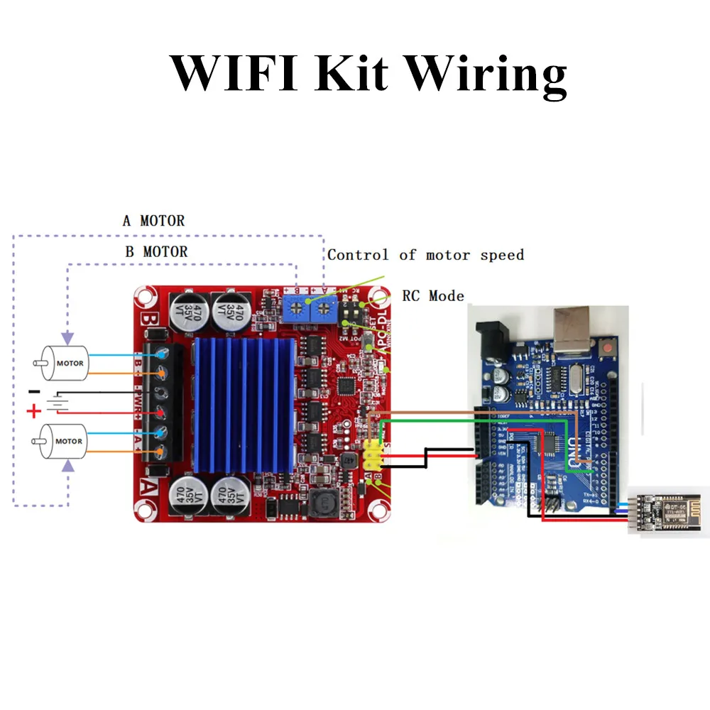 50kg Big load Control Kit High power DC brush motor drive board for arduino+wifi/bluetooth/ handle Designed for heavy bear tank