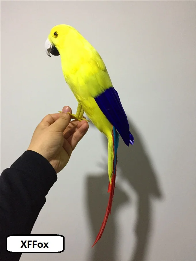40cm Yellow Foam & Feather Real Life Parrot Model Cute Bird Gift - Stuffed Toy Parrot Model for Home Decor & Collectibles