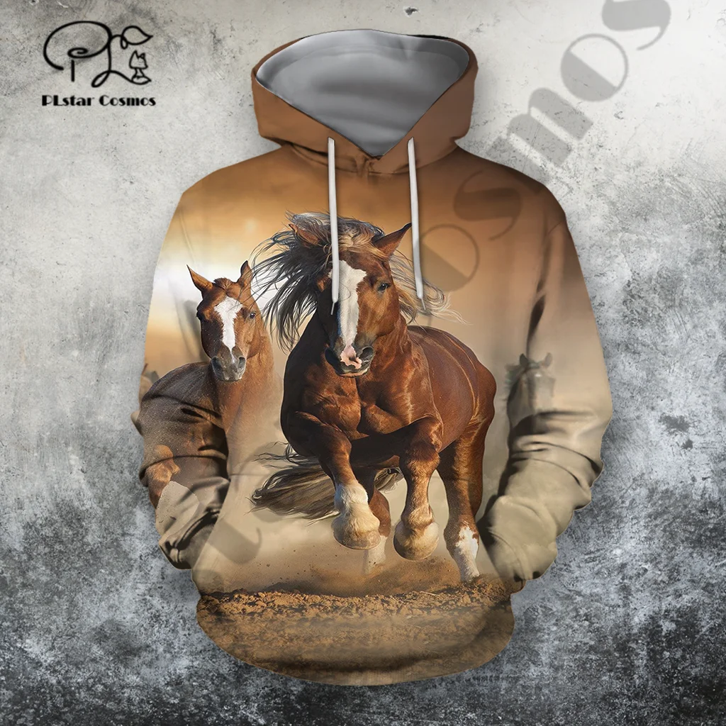 PLstar Cosmos 3Dprinted Newest Horse Animal Lover Art Funny Harajuku Casual Streetwear Unique Unisex Hoodies/Sweatshirt/Zip Q-10