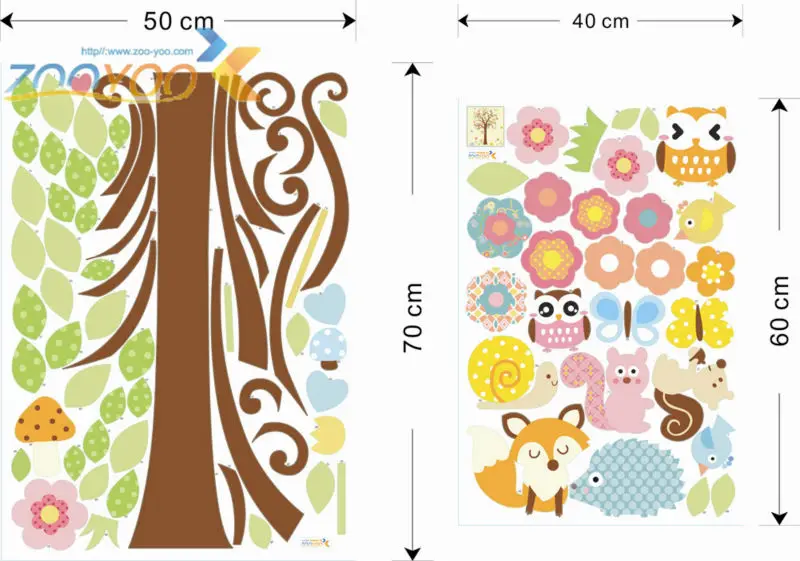 cartoon owls on colorful tree wall stickers for kids rooms home decor removable pvc wall decals diy mural art decoration