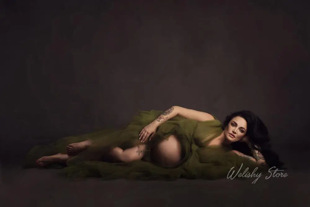 ヴィンテージセクシーブリダルチュールマタニティドレス,ノースリーブVネック,地面の長さ,マタニティウェア,写真撮影用