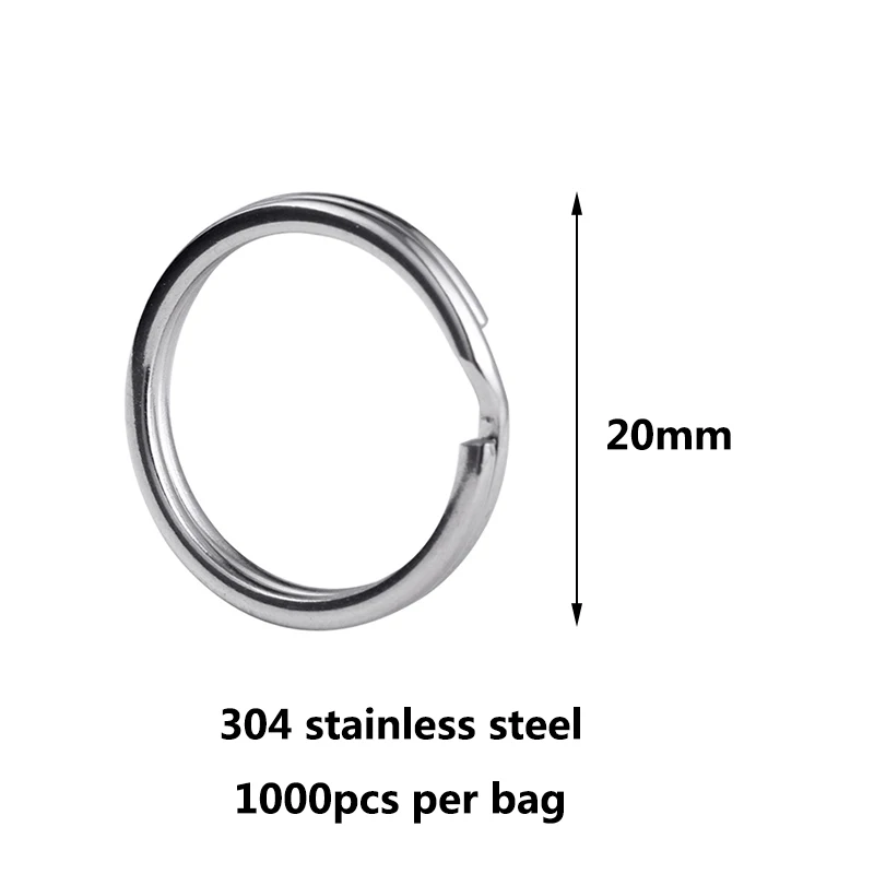 Pareto 1000pcs 20mm 304 Stainless Steel Split Key Rings Keyrings for Key Chain Keychain Accessories DIY SS1220