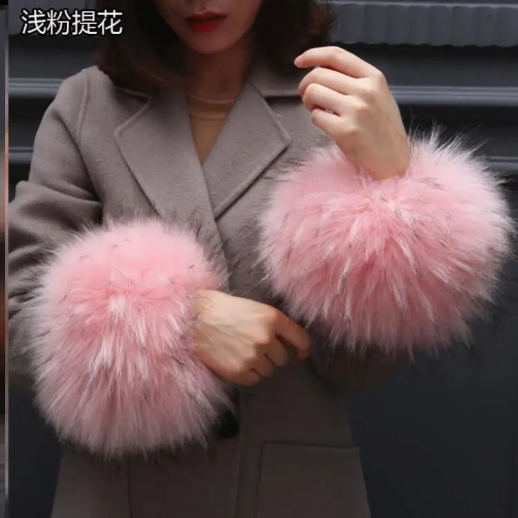 Moda Senhora Acessórios Vestuário Aquecedores Falso Cuff Puro Sonho Falso Punhos Oversized Fox Hair Fur Cuff Hair Pulseira Mão De Pulso