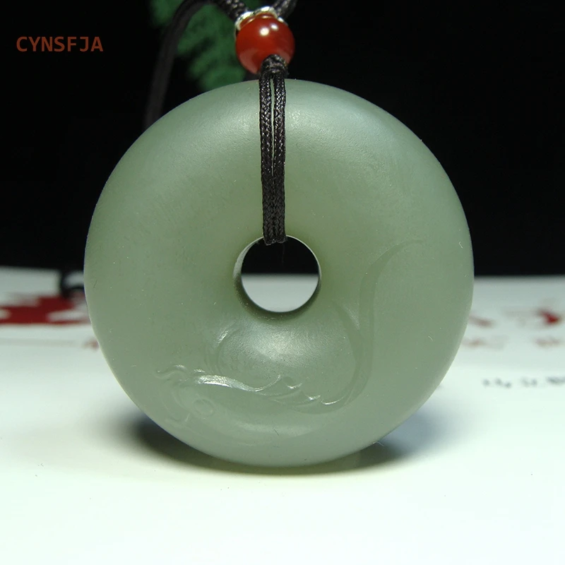 

CYNSFJA New Real Rare Certified Natural Hetian Nephrite Lucky Amulets Fish Peace Buckle Jade Pendant High Quality Best Gifts