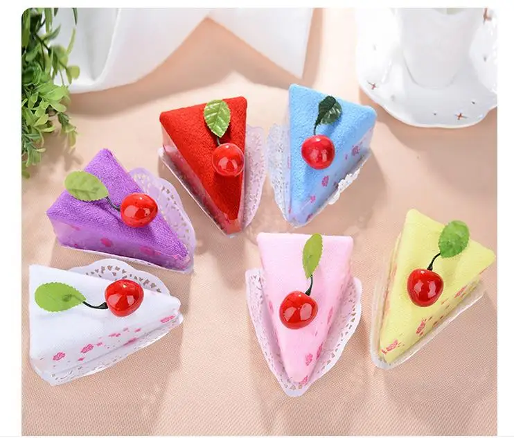 Lovely Cake Shape Towel Cotton Microfiber Baby Face Shower Valentine's Day Wedding Birthday Gift 20*20cm SN3983