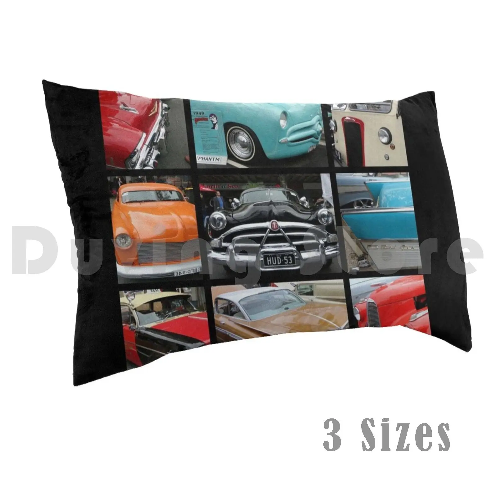 Vintage Car CollagePillow case Chevy Old Belair Vehicle Cars Oldfashioned Yankttank Vintage Vintage