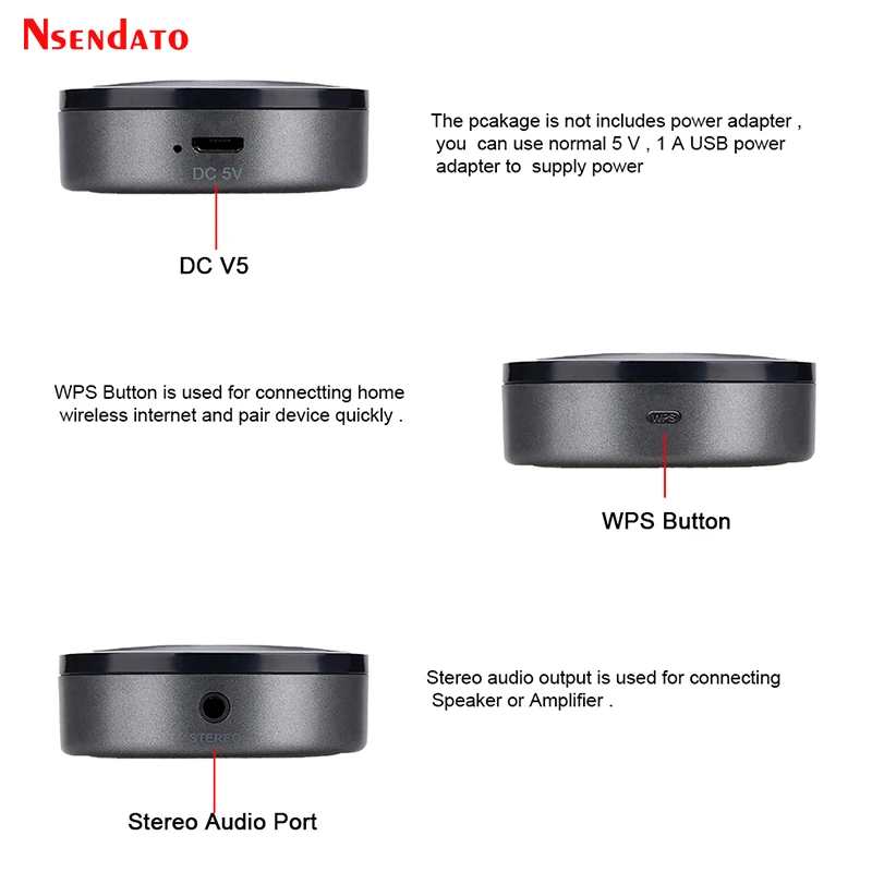 Audiocast M5 DLNA Airplay アダプターワイヤレス Wifi 音楽オーディオストリーマーレシーバーオーディオ音楽スピーカー Spotify ルームストリーム用