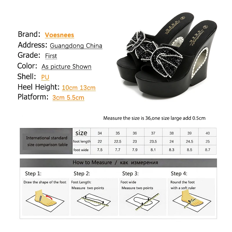 Women Slippers 2021 Summer Sell Well Diamond Bow Platform Thick Sole High Heels 13CM Outdoor Hollow Out Wedge Slides Beach Shoes