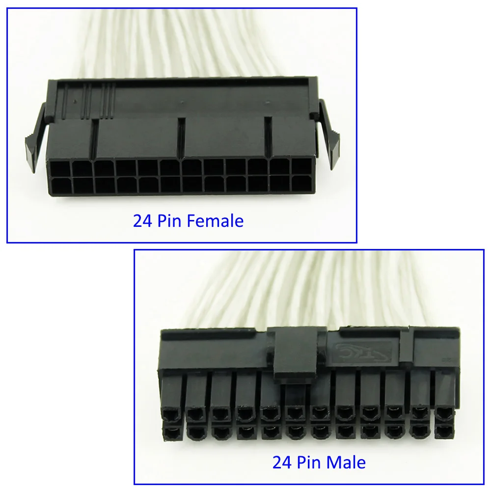 24 Pin Psu Voeding Verlengkabel 30Cm 20 + 4 Pin Vertind Koper Supply Man-vrouw Atx mijnbouw Voor Computer Adapter