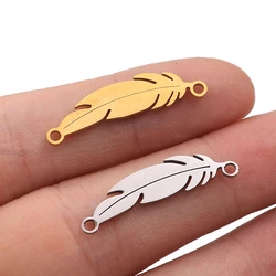 10pcs/lot Stainless Steel feather Pendants Floating Charms for Jewelry Making Charms Bracelet Necklace Accessories Wicca