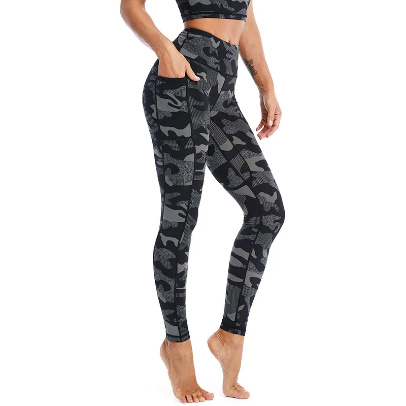 Fitness Leggings for Women, Tight Waist Leggings, Body Shaping, Nude Sense, Camouflag, Europe and the United States