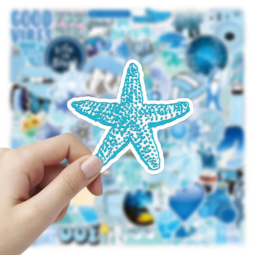 10/50/100PCS Cute Blue Cartoon Vsco Girl Stickers Aesthetic Water Bottle Phone Car Laptop Waterproof Graffiti Decal Toy Sticker