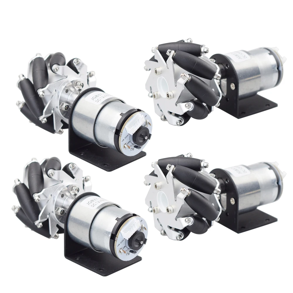 4 sztuki / zestaw 10KG Obciążenie 60mm Metalowe koło Mecanum z silnikiem enkodera 12v dla Arduino Rasbperry Pie DIY Robot RC Car STEAM Toy