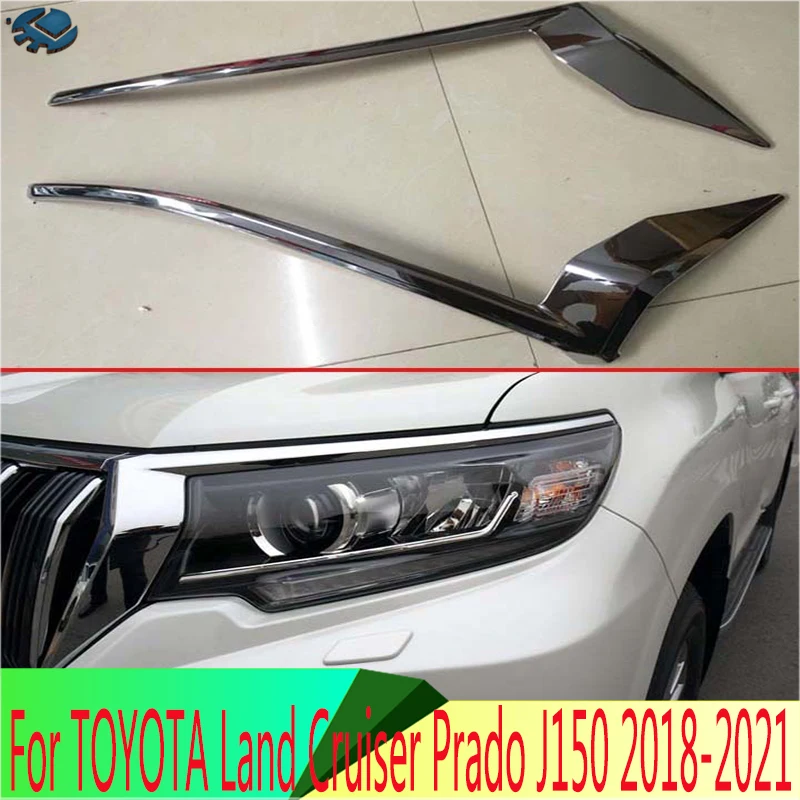 

For TOYOTA Land Cruiser Prado J150 2018-2021 ABS Chrome headlamp Lamp Strip Cover Trim Exterior decoration refit Accessories