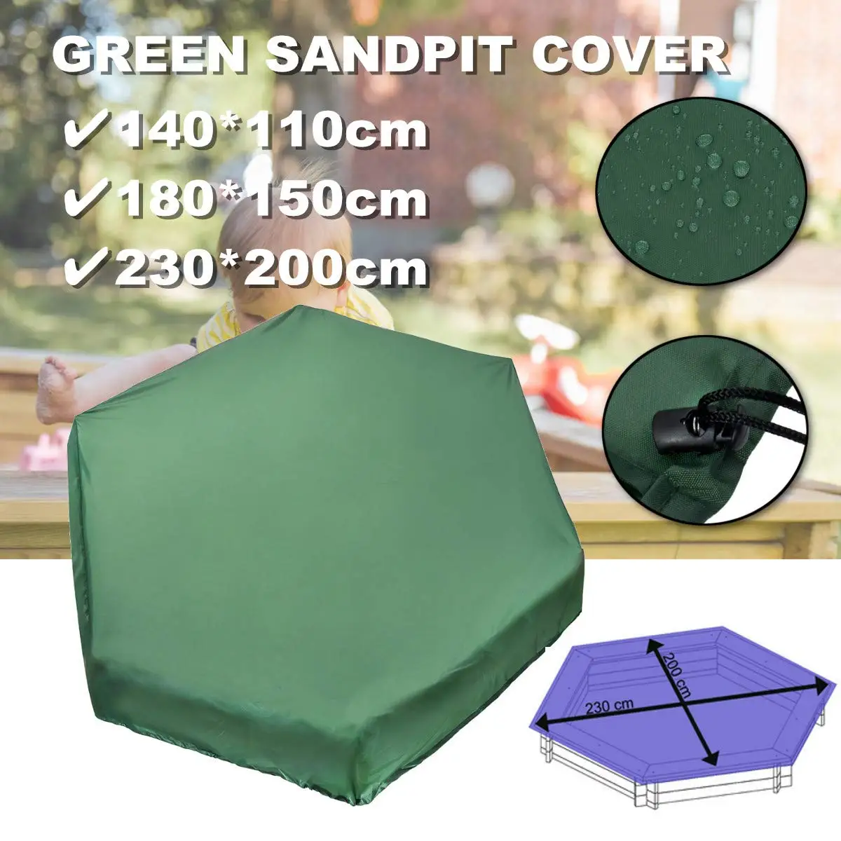 Square Hexagon Oxford Cloth Cover Sandbox Cover Drawstring Sandbox Sandpit Dustproof Cover Canopy Waterproof Shelter Garden Farm