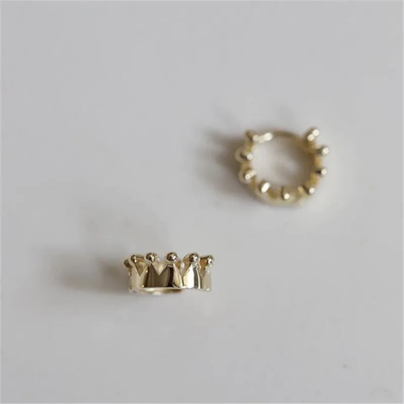 925 Sterling Silver Lovely Temperament Crown Earrings for Women 14K Gold Plated Wedding Jewelry Gift