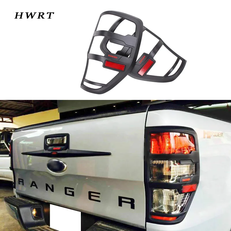 

Fit For Ford Ranger Accessories 2012-2020 T6 T7 T8 Wildtrak Tail Light Cover Black Matte Exterior Rear Lamp Hoods