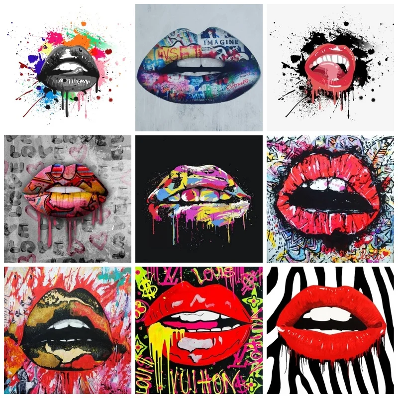 Pop Art Abstract Graffiti Art Lips Canvas Art Panting Street Art Posters and Prints Cuadros for Home Decoration Wall Art Picture