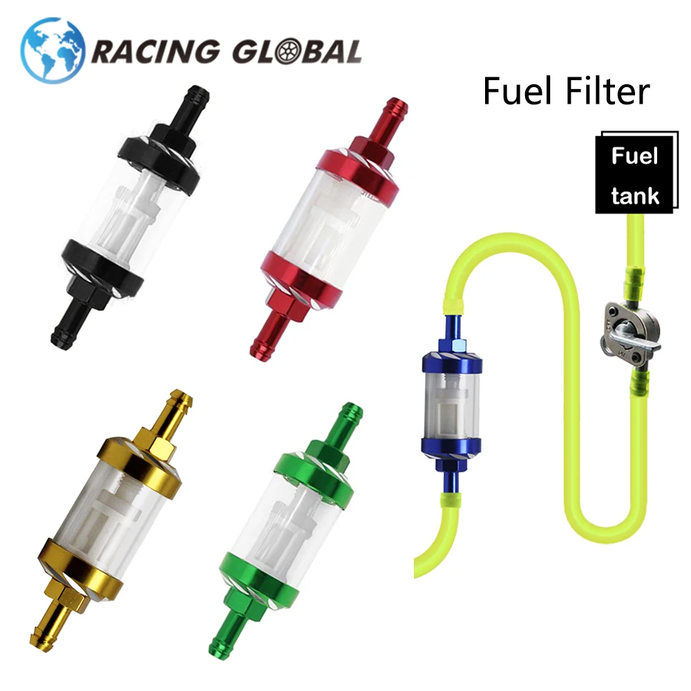 AlCON-Racing 8mm 6mm Fuel Filter Petrol Diesel Inline Racing Universal  Accessories Aluminum For Scooters Motorbike Accessories