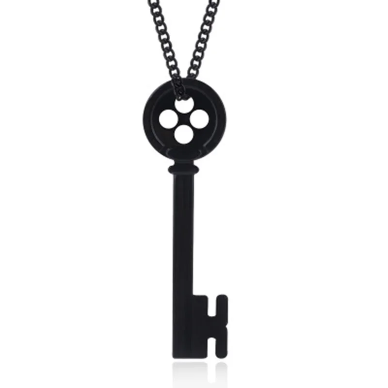 Movie Coraline Pendants Necklace Halloween Ghost Mother New Black Key Choker Jewelry Gifts For Women Men