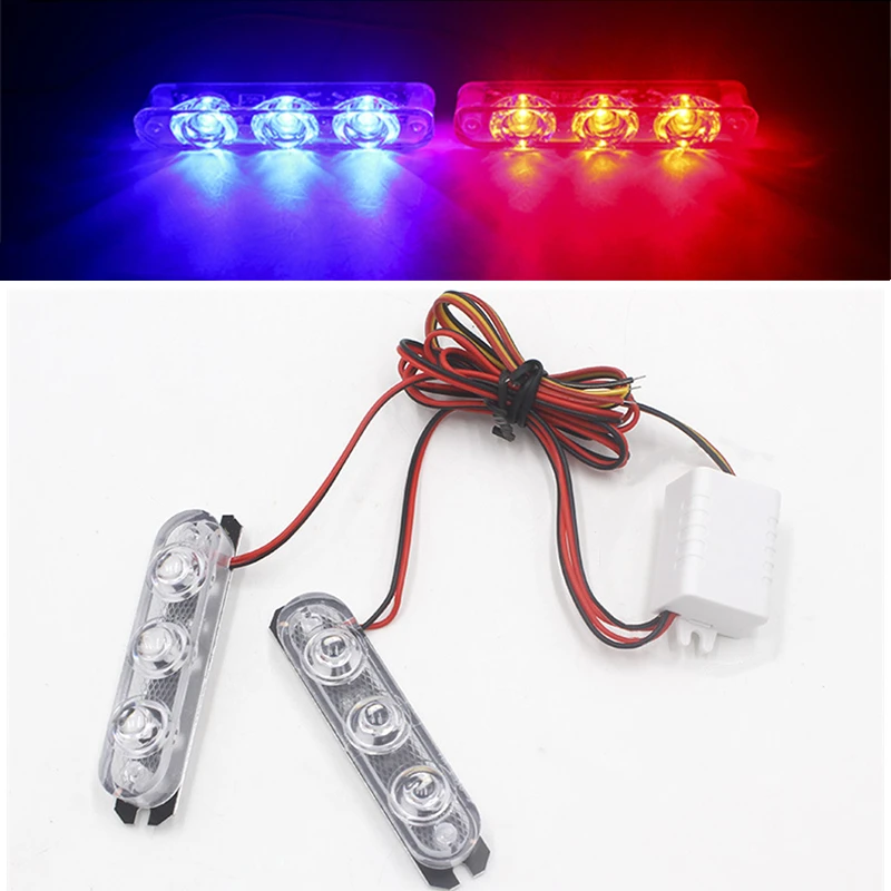 1 Pair Police Lights 3 Led Strobe Lights Flasher Auto Flash Stroboscopes Strobe Light Emergency Warning Light For Car Motorcycle