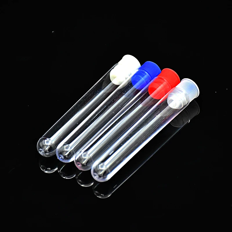 Plastic Test Tube 10ml Hard Benzene Test Tube 15 * 100 mm High Transparencies Polystyrene Tube Come With Caps 100/PK