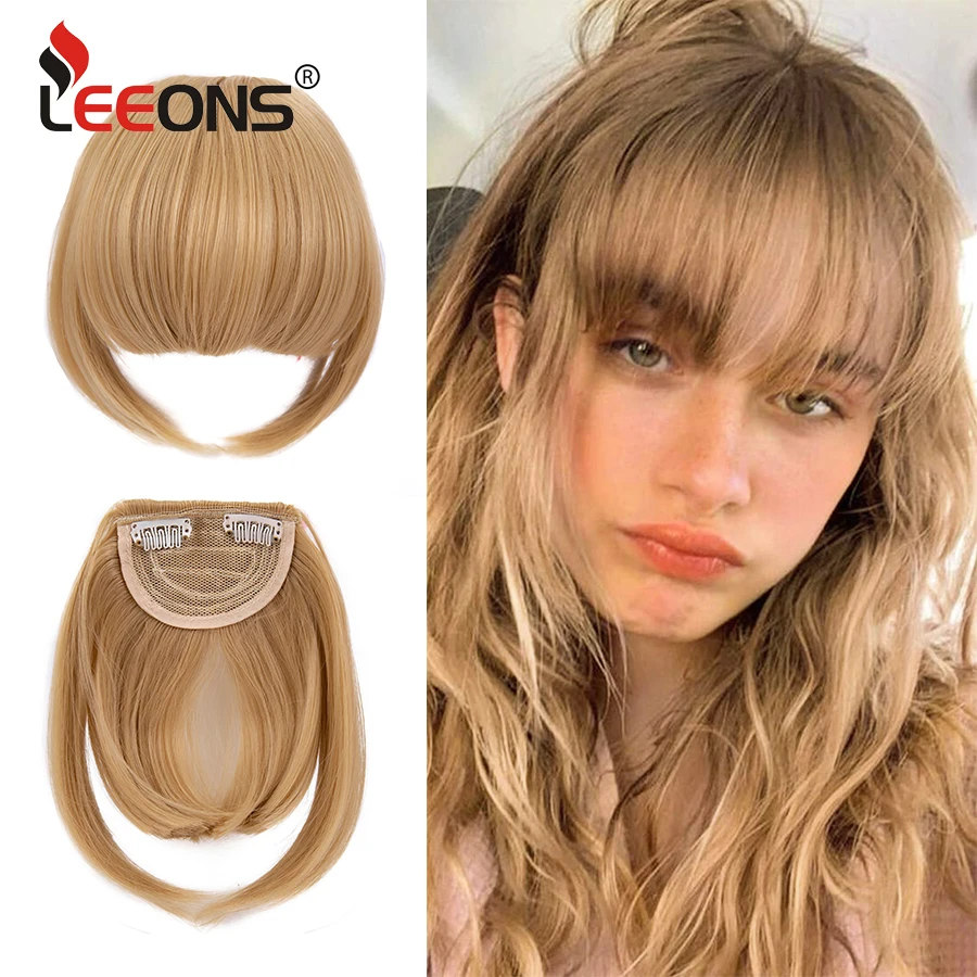 Leeons Synthetic Hair Bangs Increase Hair Volume Head Top Hairpiece Clip In Hair Pieces For Women Girls Hair Bangs Black Brown