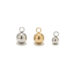 20pcs Stainless Steel Gold Solid Ball Charm Beads For  Jewelry Making Findings